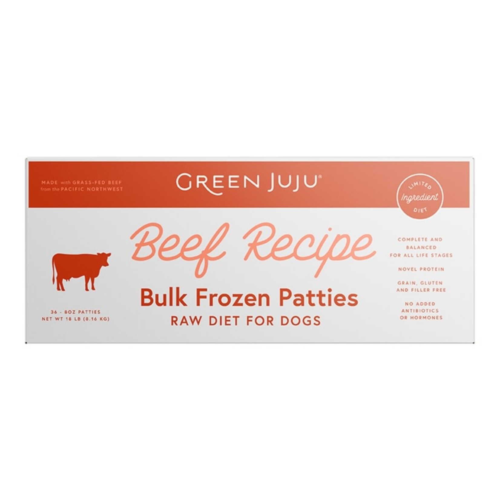Green JuJu Green JuJu Frozen Patties Beef Bulk 18lb