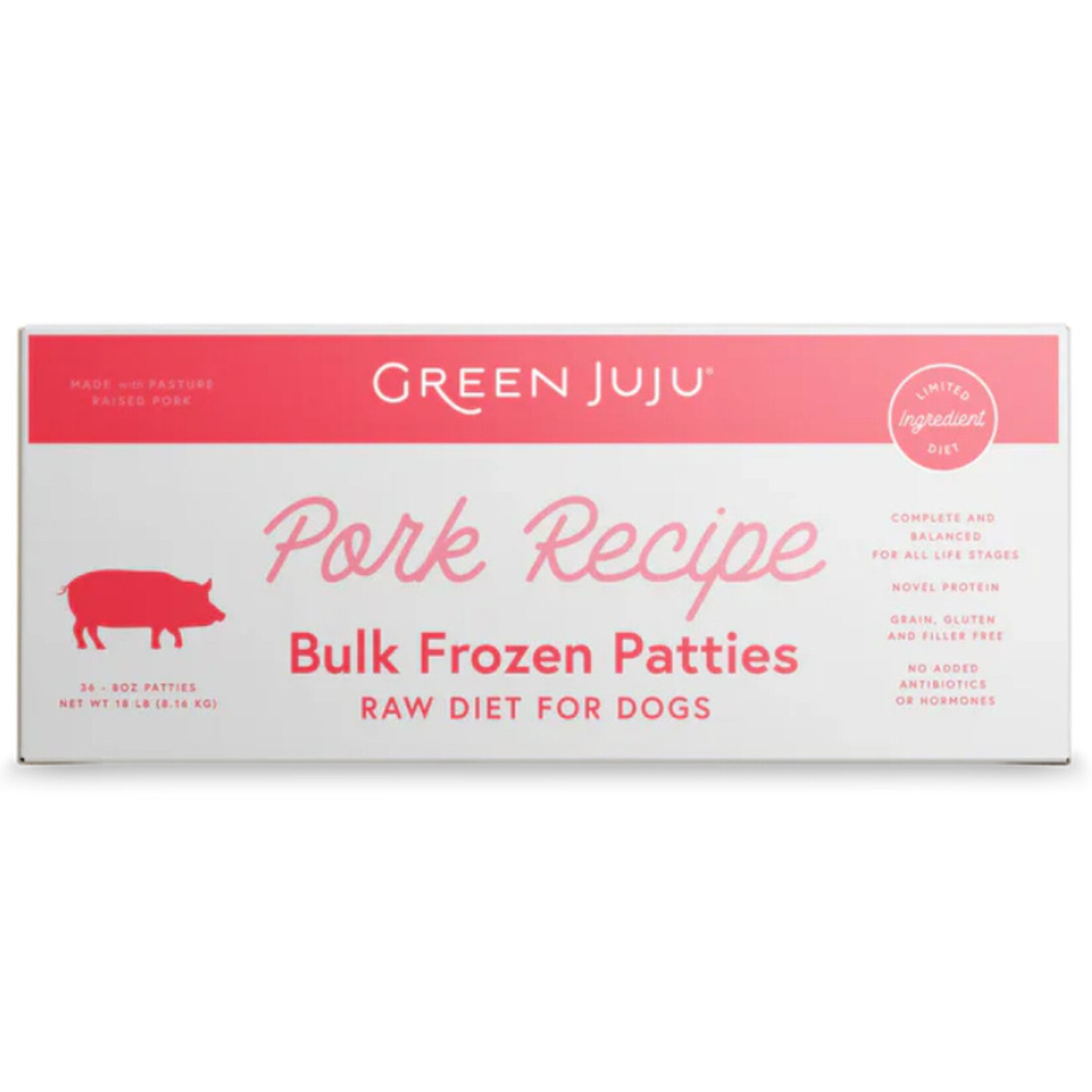 Green JuJu Green JuJu Frozen Patties Pork Bulk 18lb
