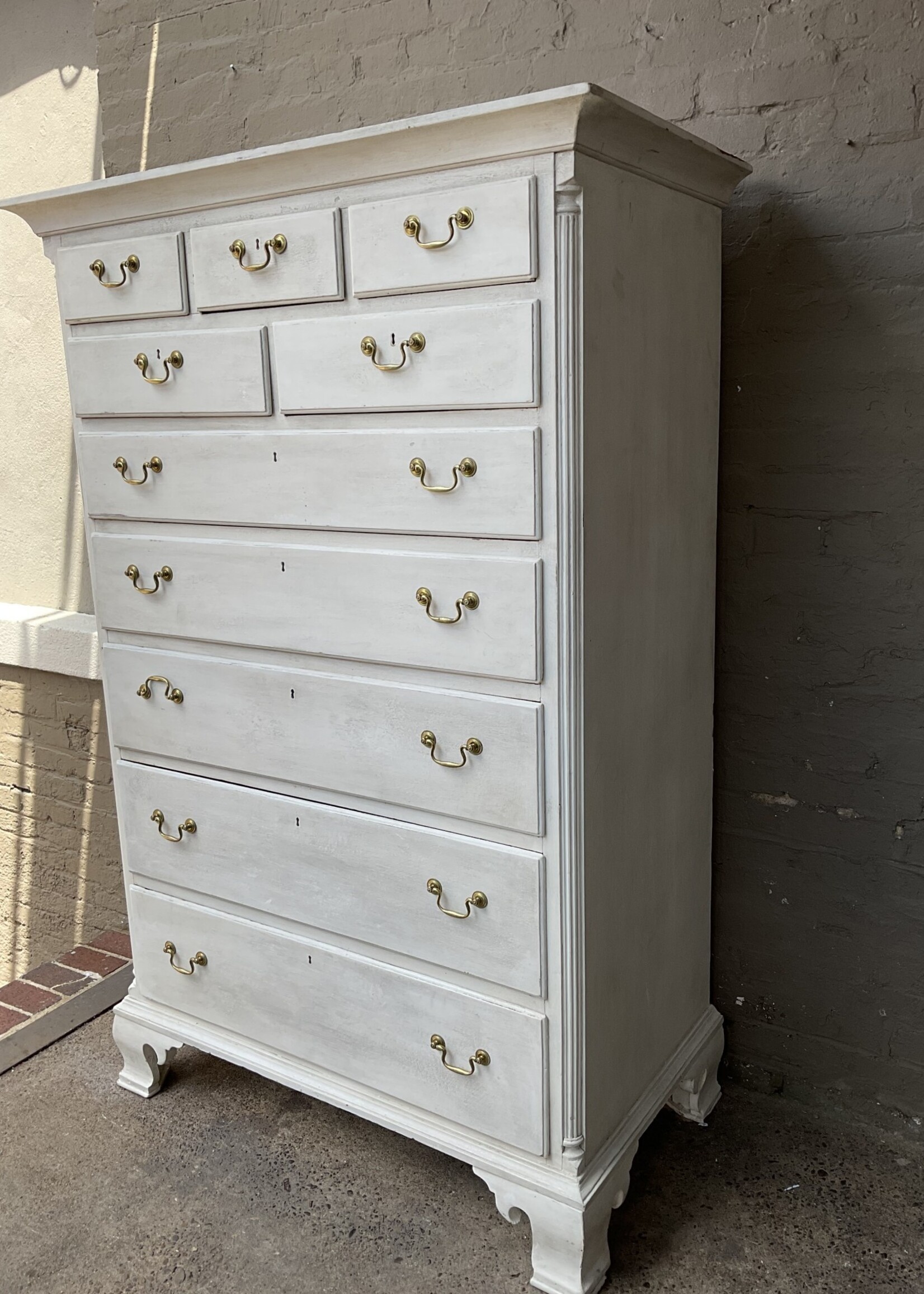 Rare Chippendale Figured Walnut Tall Chest, Lancaster or Chester