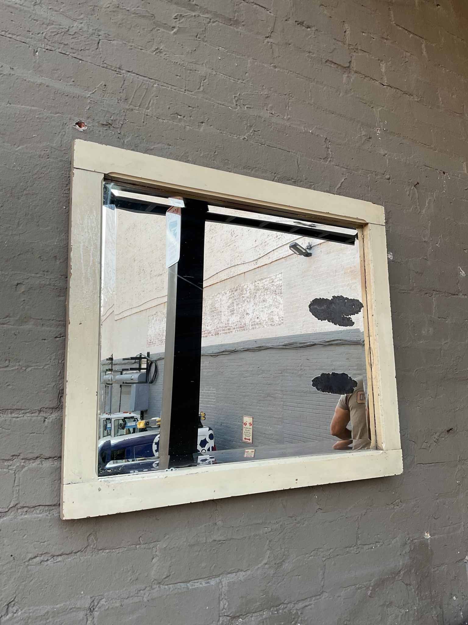 Vintage Beveled Mirror with Patina
