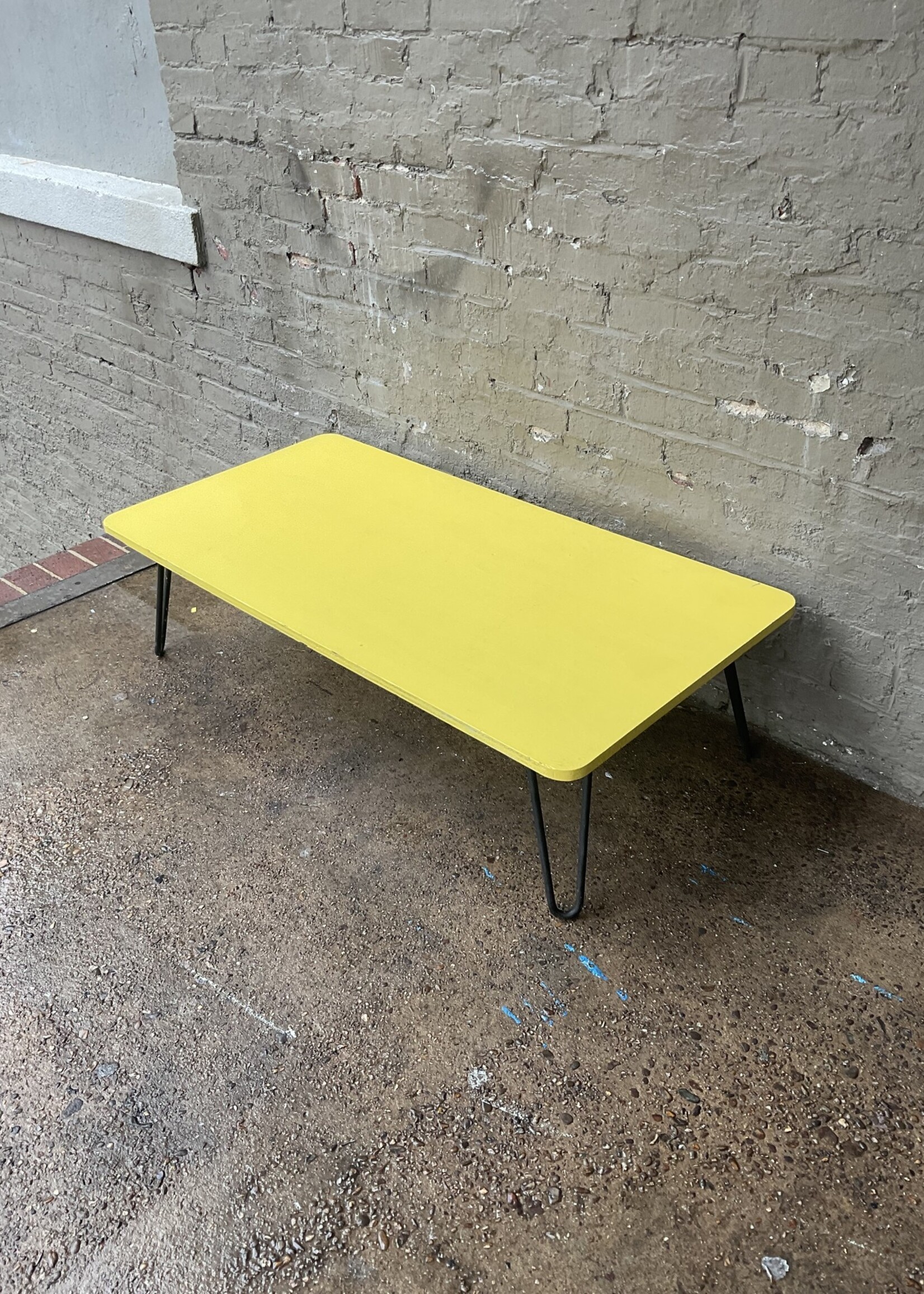 GOODWOOD Yellow Painted Coffee Table on Hairpin Legs