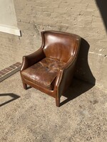 GOODWOOD Vintage Leather Armchair, Loss to Foot