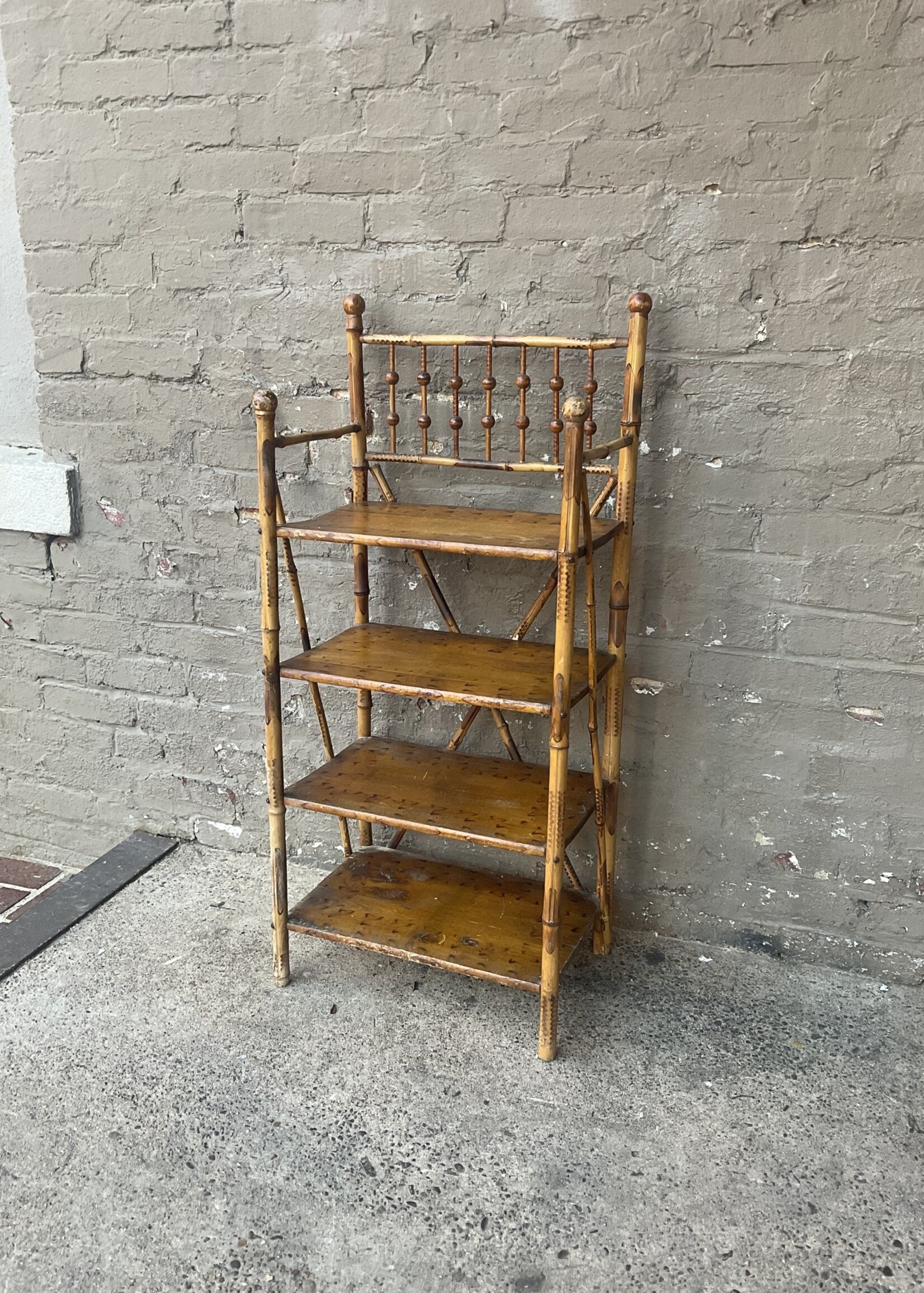 GOODWOOD Antique Scorched Bamboo Side Shelf