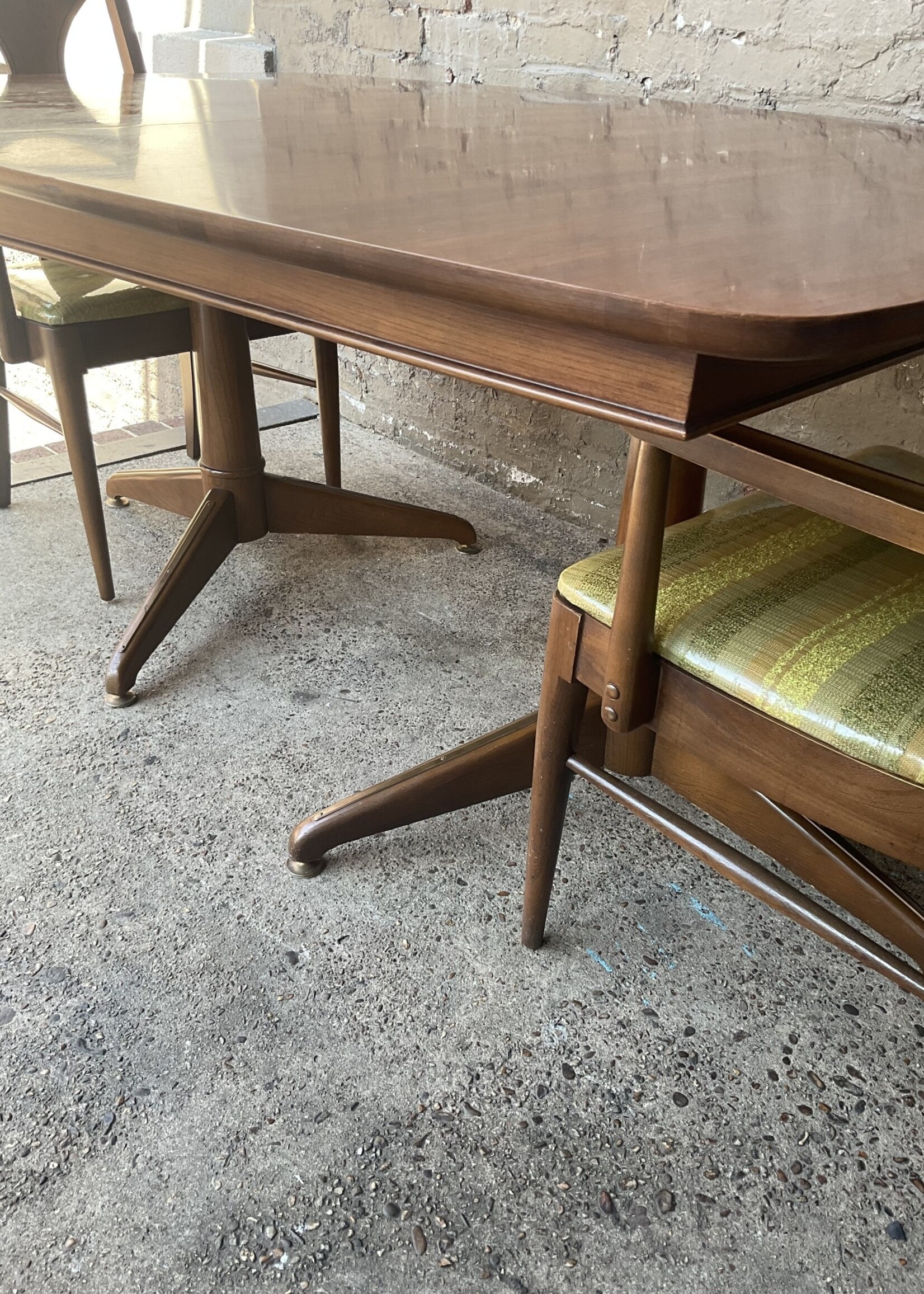 GOODWOOD MCM Walnut Dining Table and Six Chairs, No Leaves