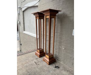 Custom Mixed Wood Torchiere Lamp | Unique Design