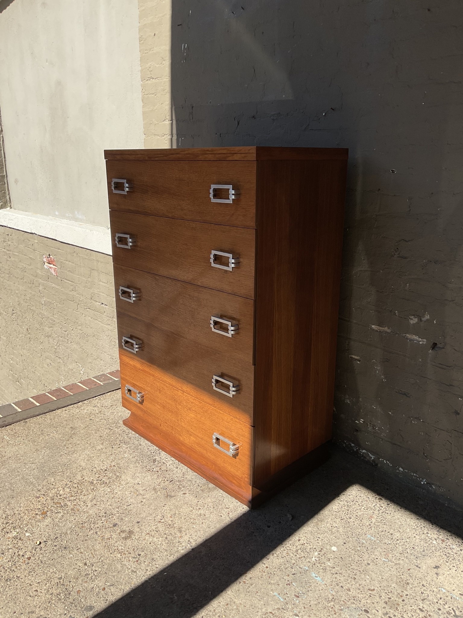 MCM Walnut Dresser with Metal Pulls GoodWood