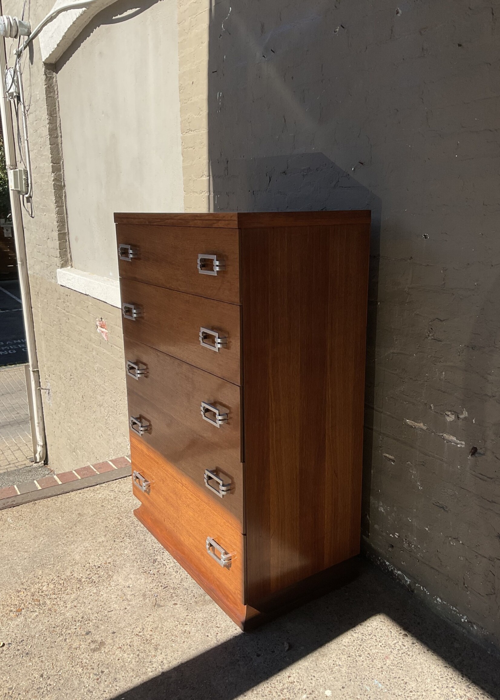 MCM Walnut Dresser with Metal Pulls GoodWood