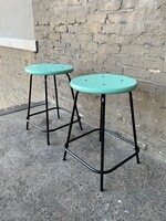 GOODWOOD Pair of MCM Metal & Wood Stools