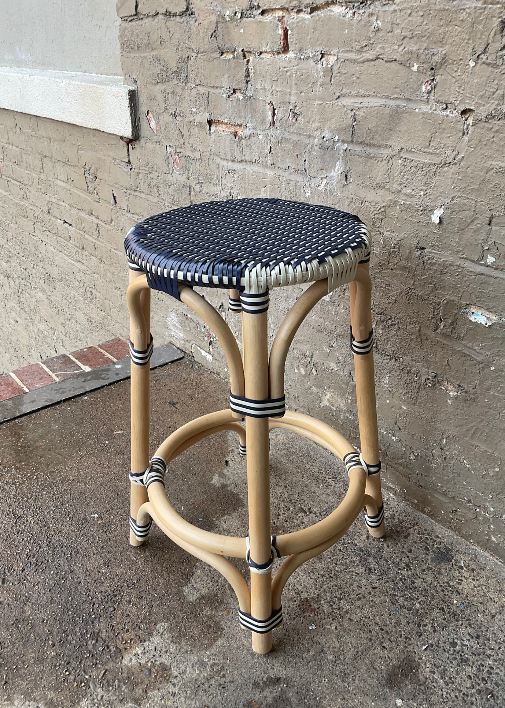 GOODWOOD Blue & White Rattan Stool