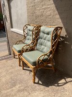 GOODWOOD Pair of Rattan Wingback Chairs