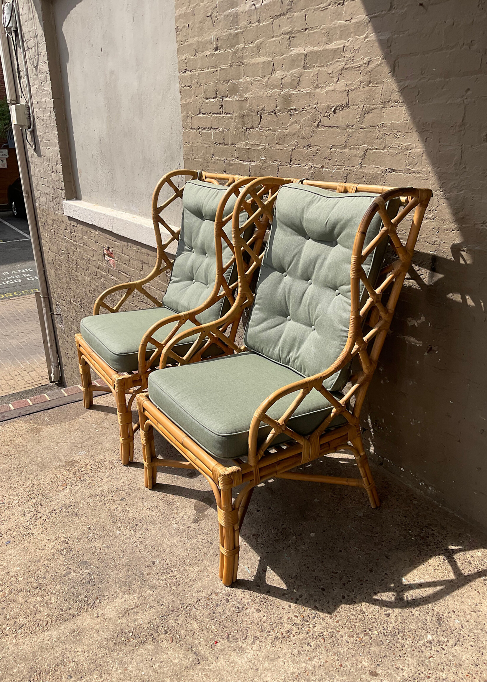 GOODWOOD Pair of Rattan Wingback Chairs