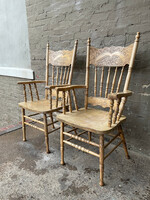 GOODWOOD Pair of Vintage Oak Pressed Wood Chairs