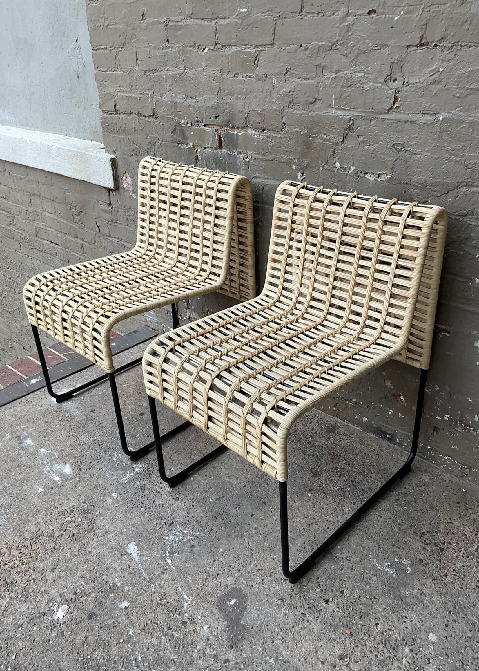 GOODWOOD Pair of Crate & Barrel Rattan Chairs