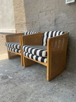 GOODWOOD Pair of Caned Lounge Chairs