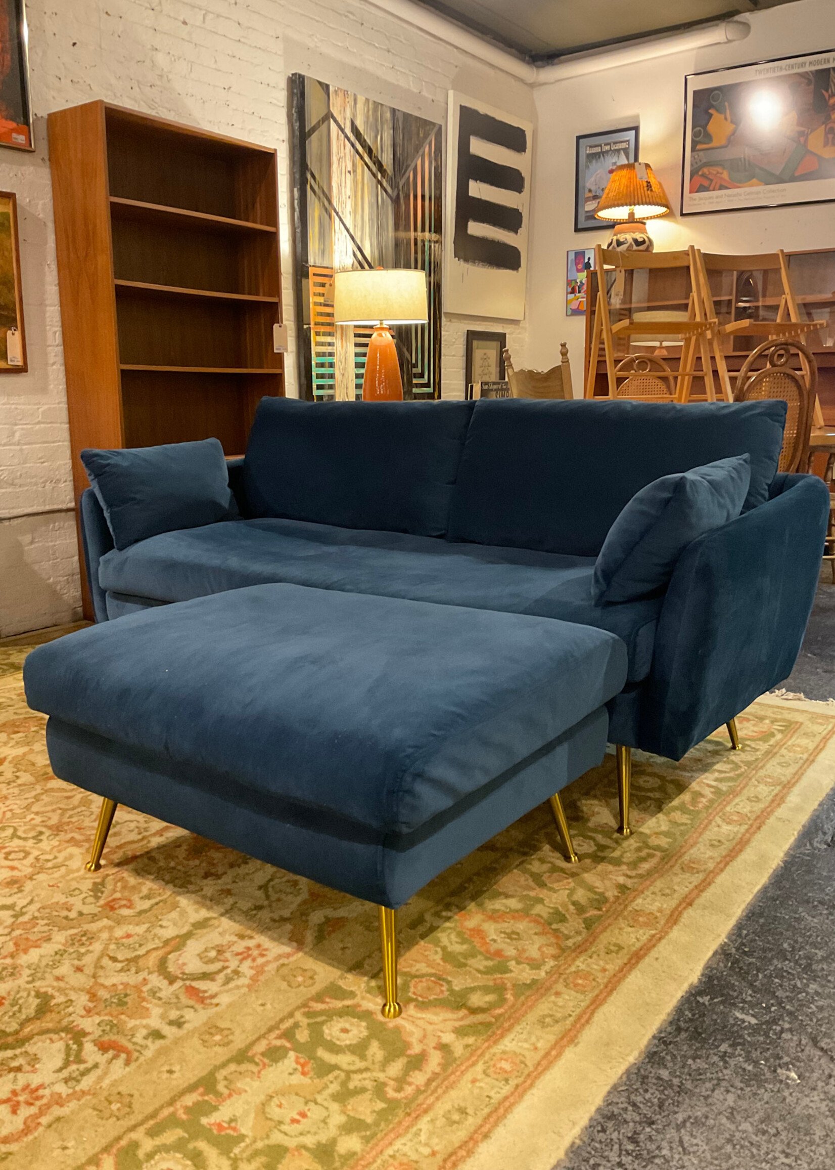 GOODWOOD MCM Style Velvet Sofa and Ottoman