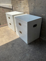 GOODWOOD Pair of Campaign Style Pine Nightstands