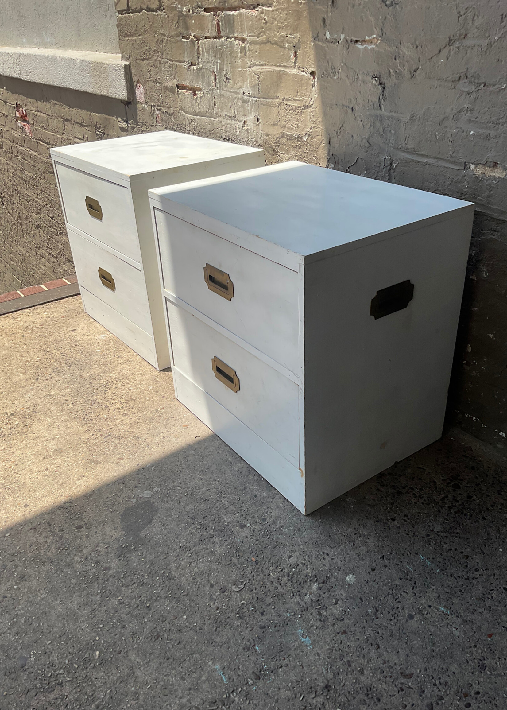 GOODWOOD Pair of Campaign Style Pine Nightstands