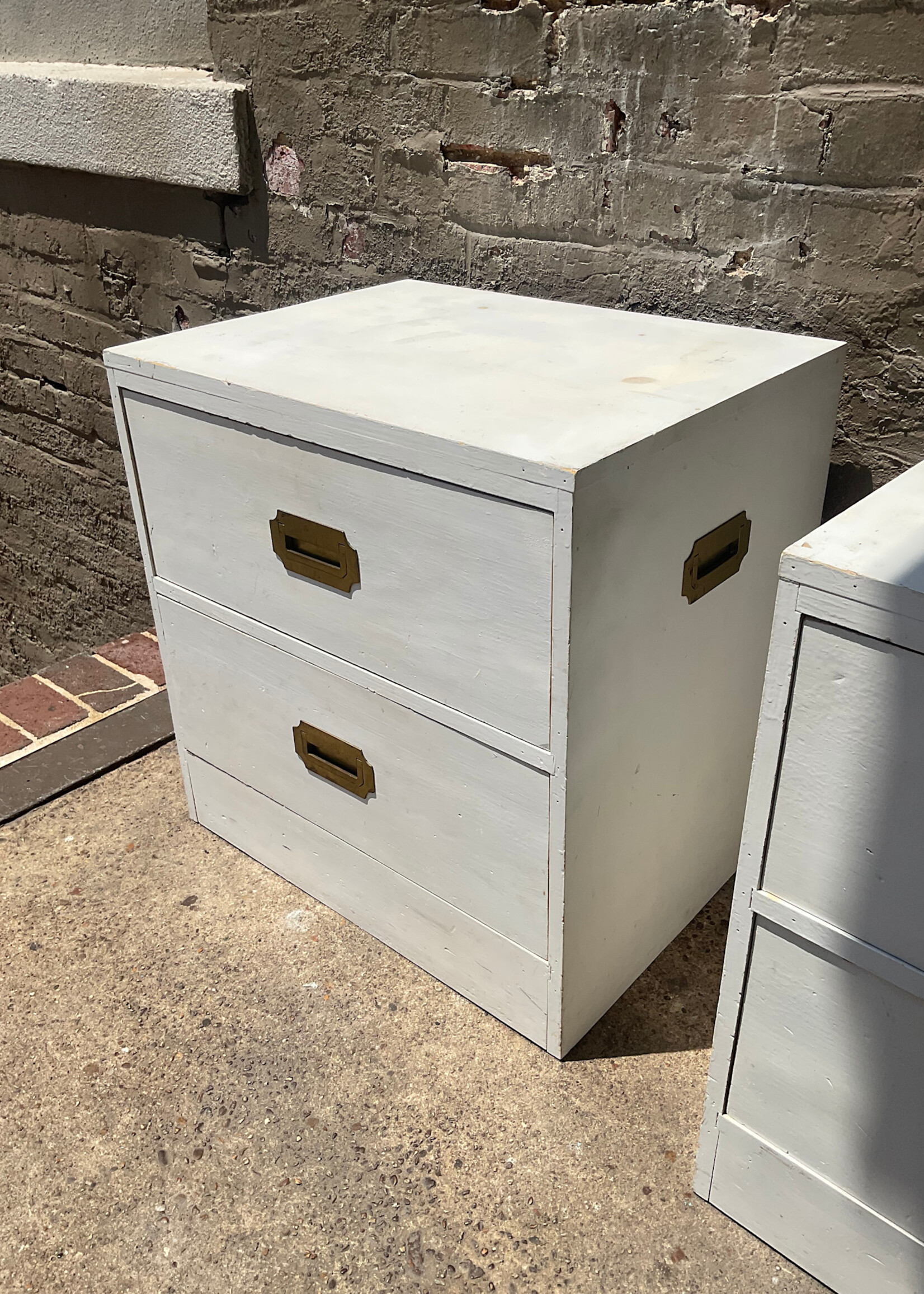 GOODWOOD Pair of Campaign Style Pine Nightstands