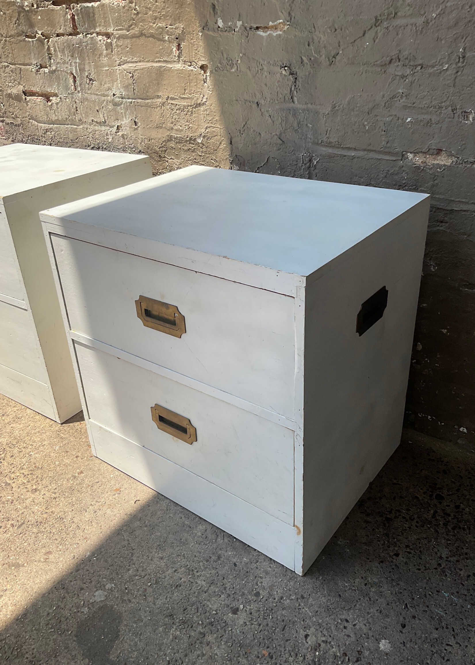 GOODWOOD Pair of Campaign Style Pine Nightstands