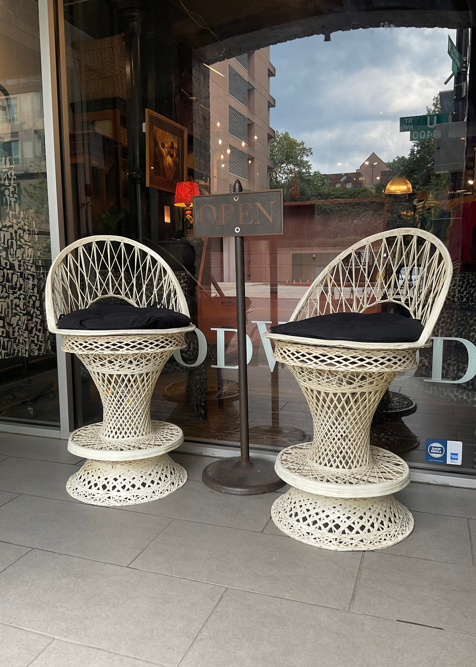 GOODWOOD Pair of Fiberglass Swivel Counter Stools