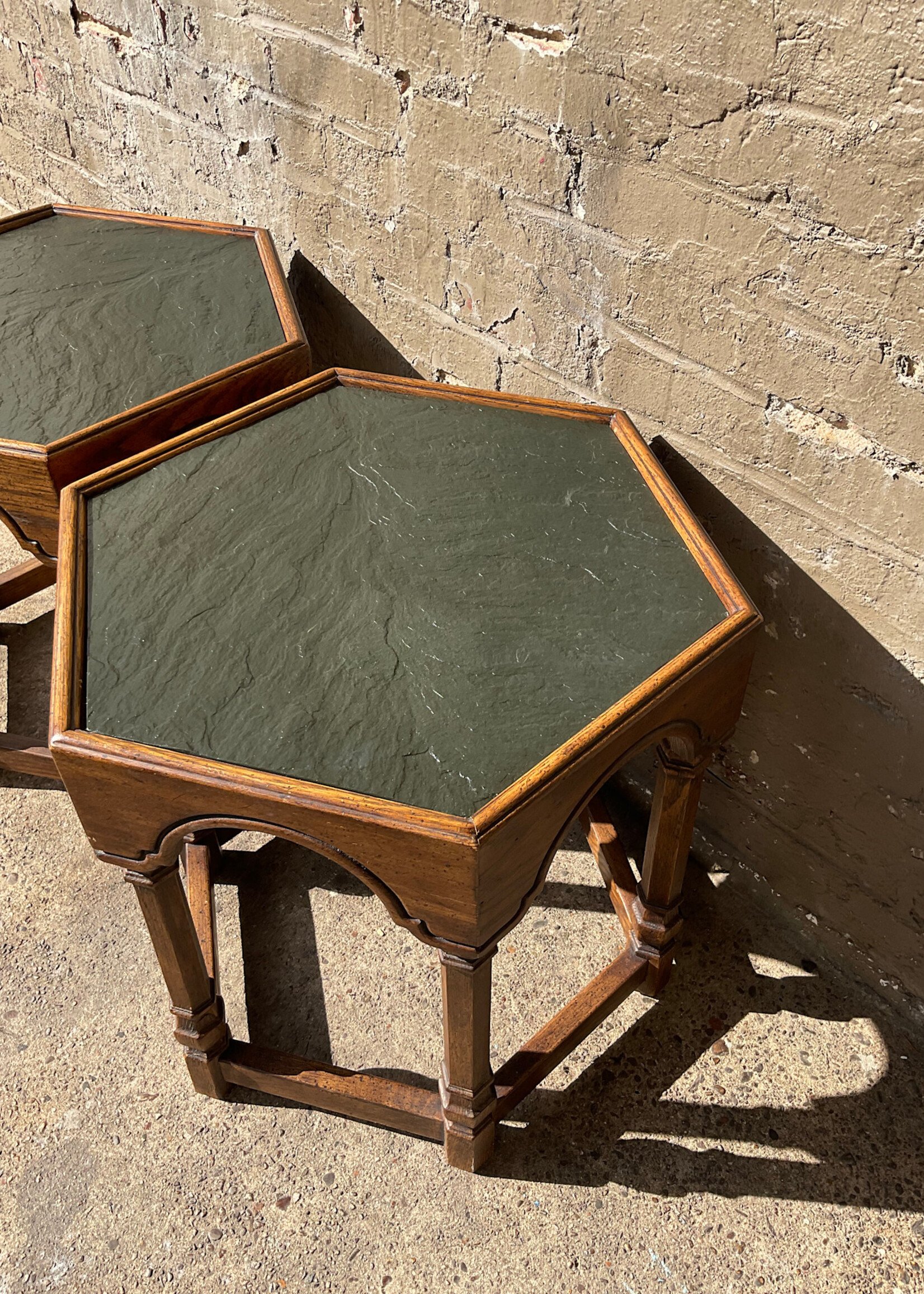 GOODWOOD MCM Slate Top Hexagonal Table
