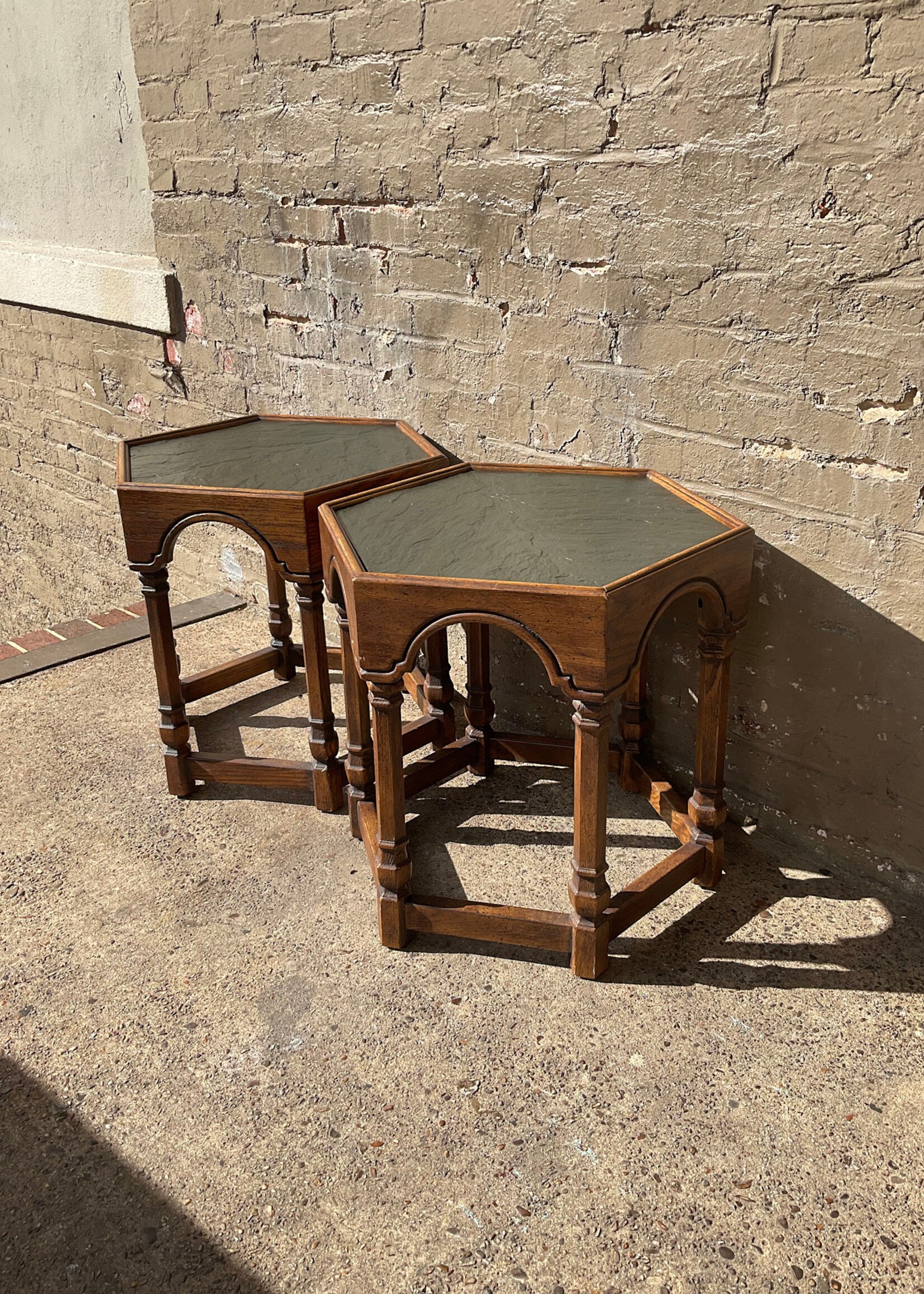 GOODWOOD MCM Slate Top Hexagonal Table