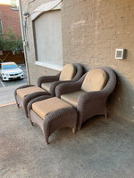 GOODWOOD Art Deco Style Faux Wicker Chair & Ottoman