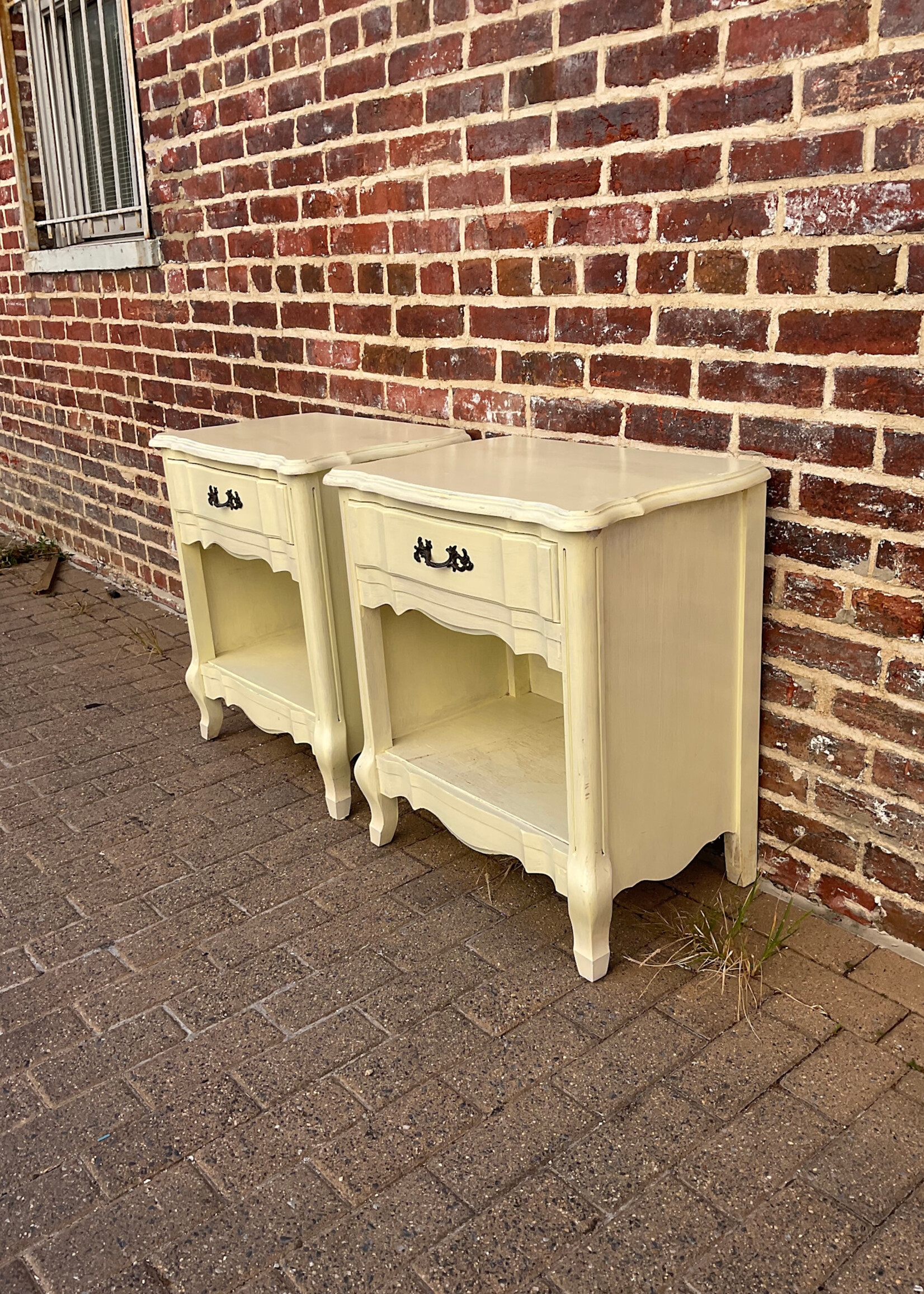 GOODWOOD Pair of Painted French Provincial Style Nightstands