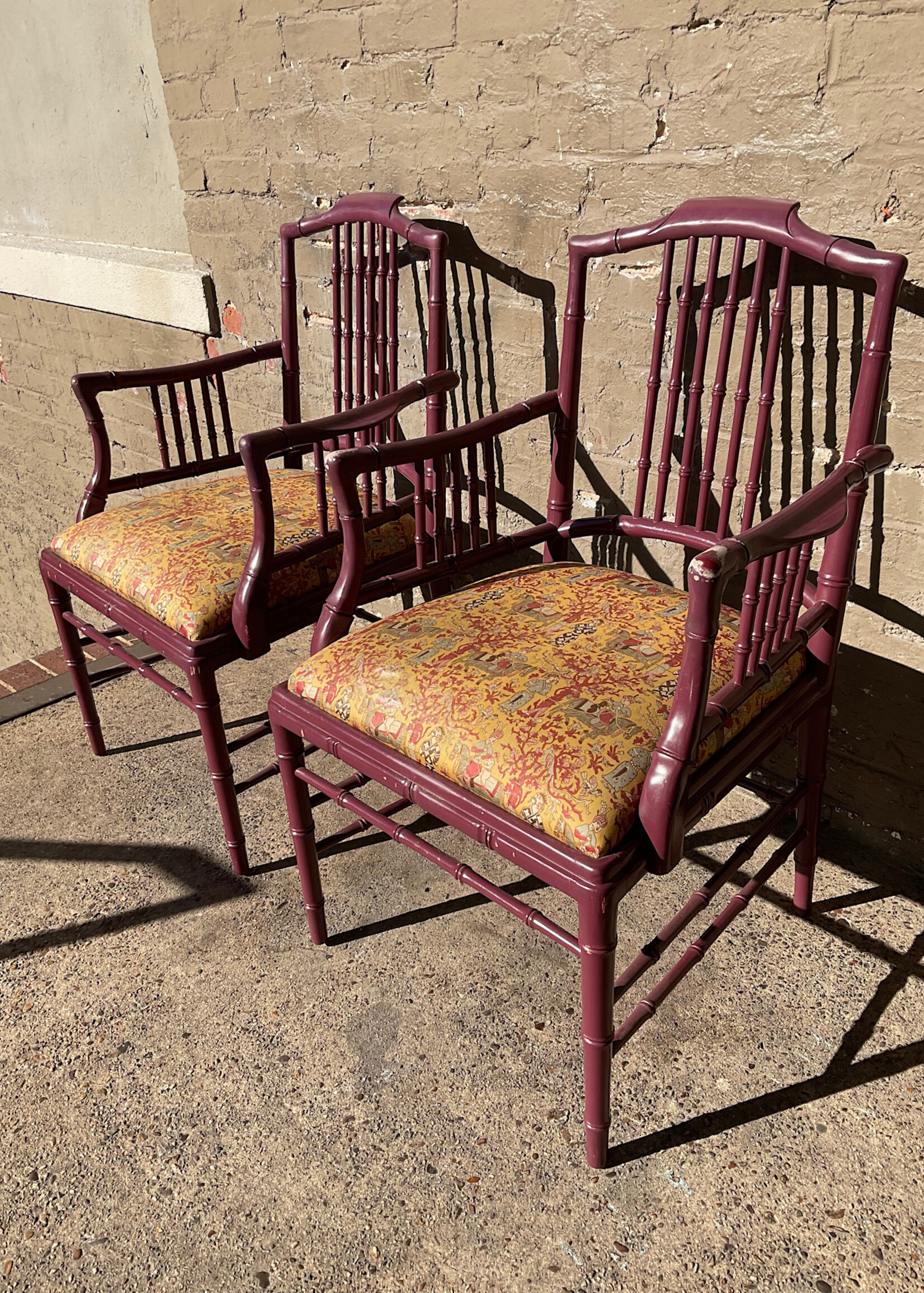 GOODWOOD Pair of Faux Bamboo Armchairs