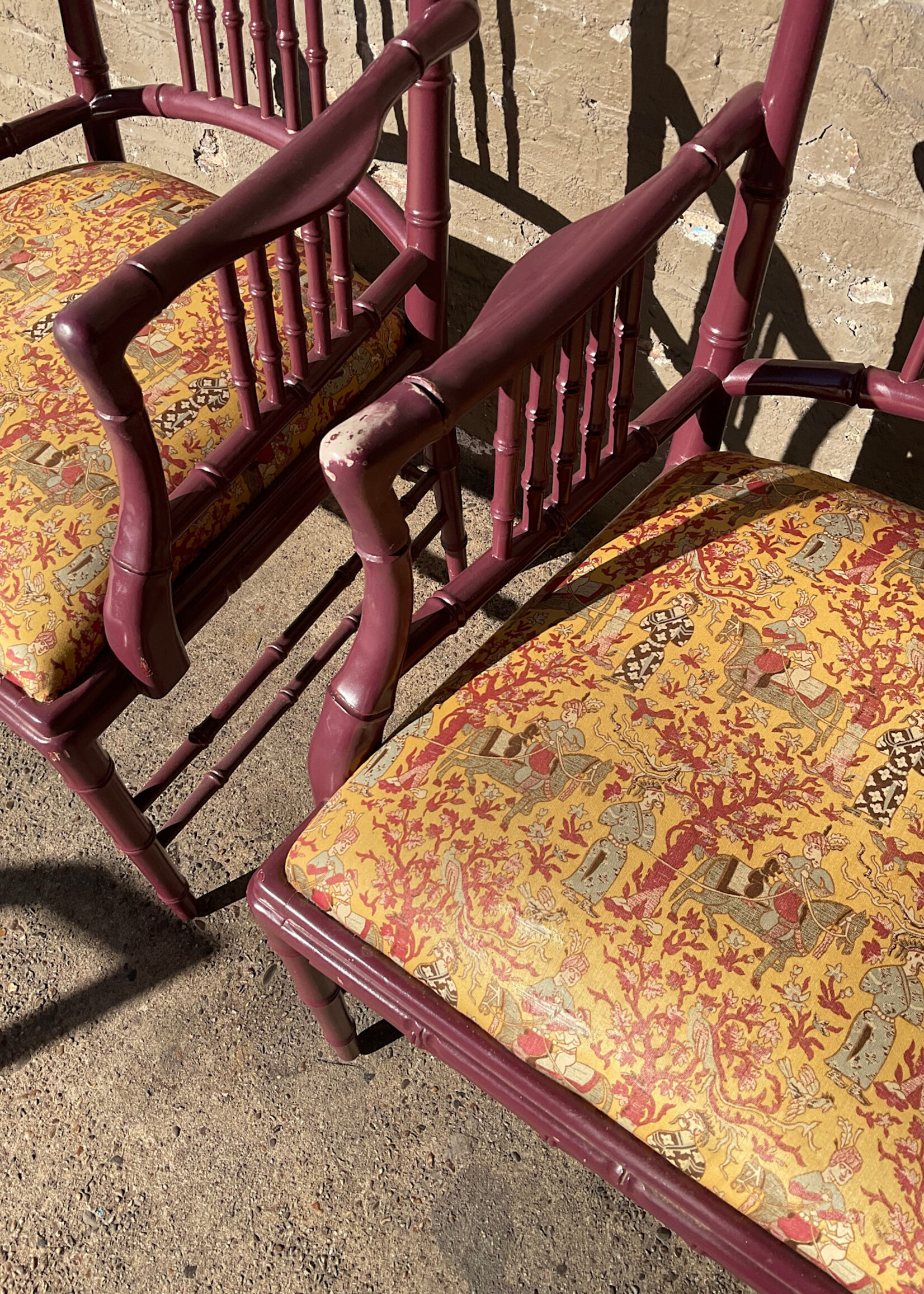 GOODWOOD Pair of Faux Bamboo Armchairs