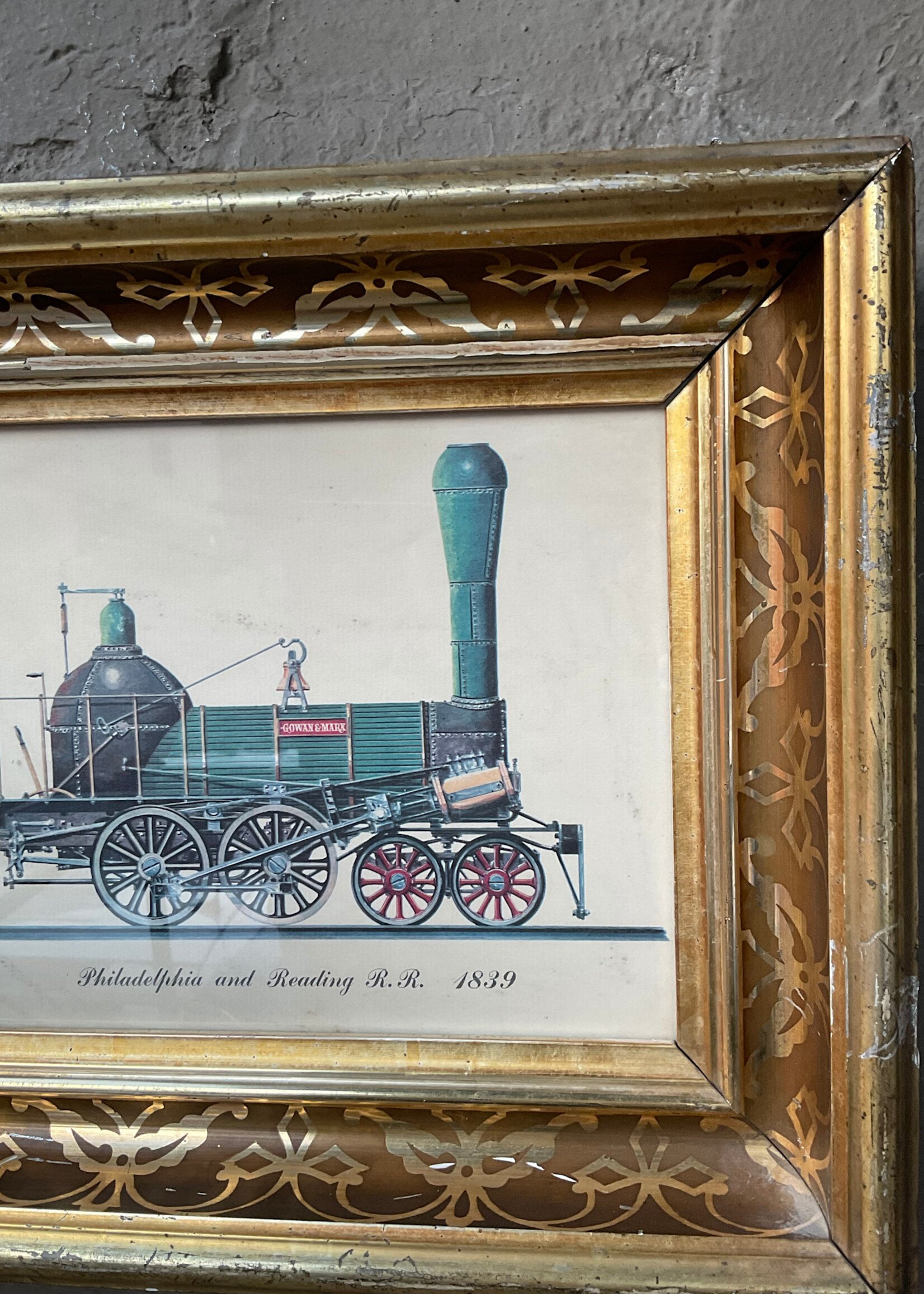 GOODWOOD Train Print, Victorian Gilt Frame