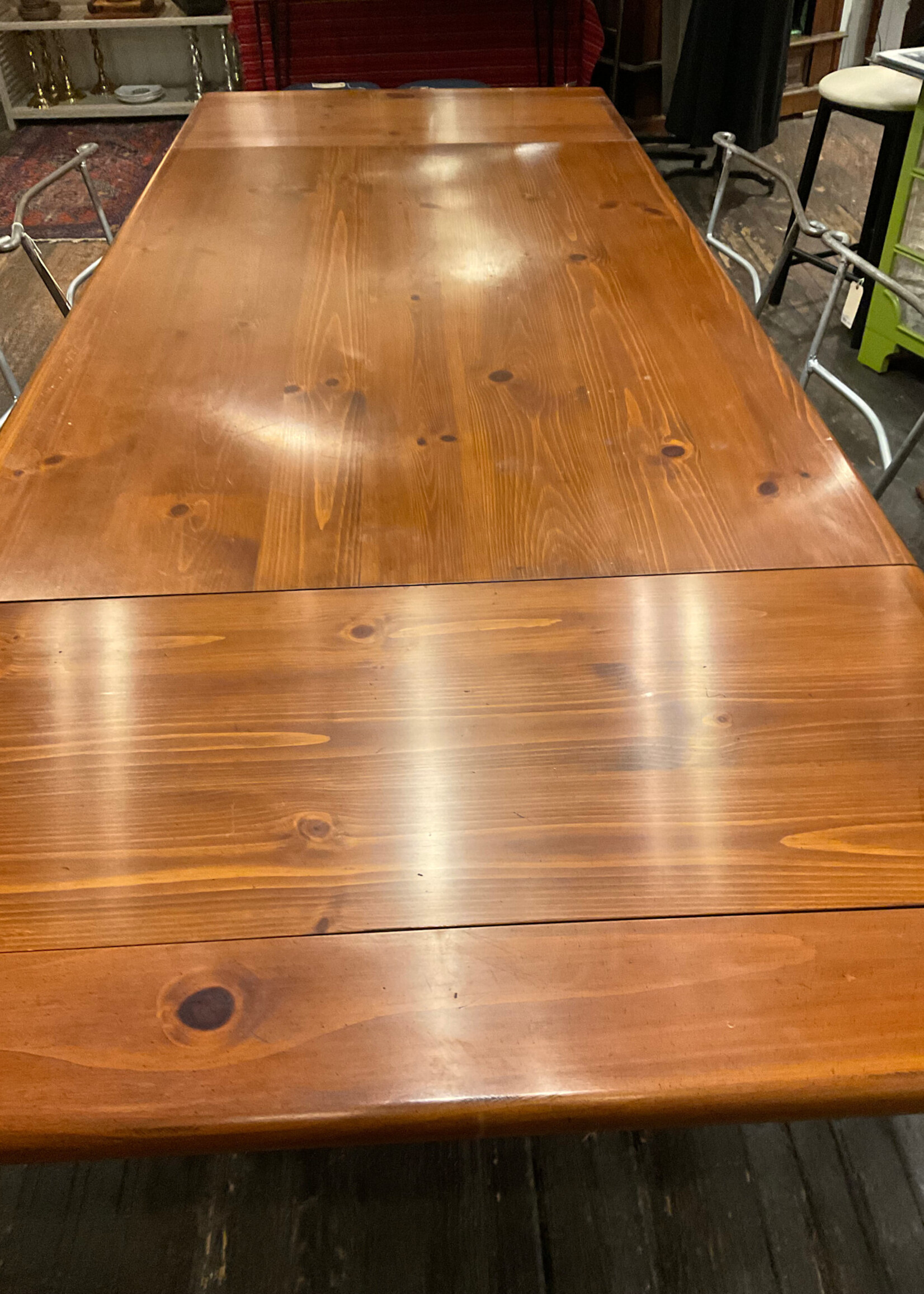 GOODWOOD Vintage Pine Trestle Table with 2 Leaves