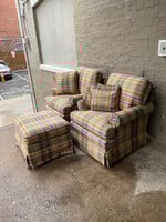 GOODWOOD Set of Plaid Chairs & Ottoman
