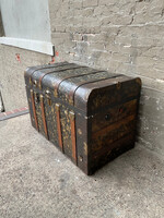 GOODWOOD Antique Metal Clad Steamer Trunk
