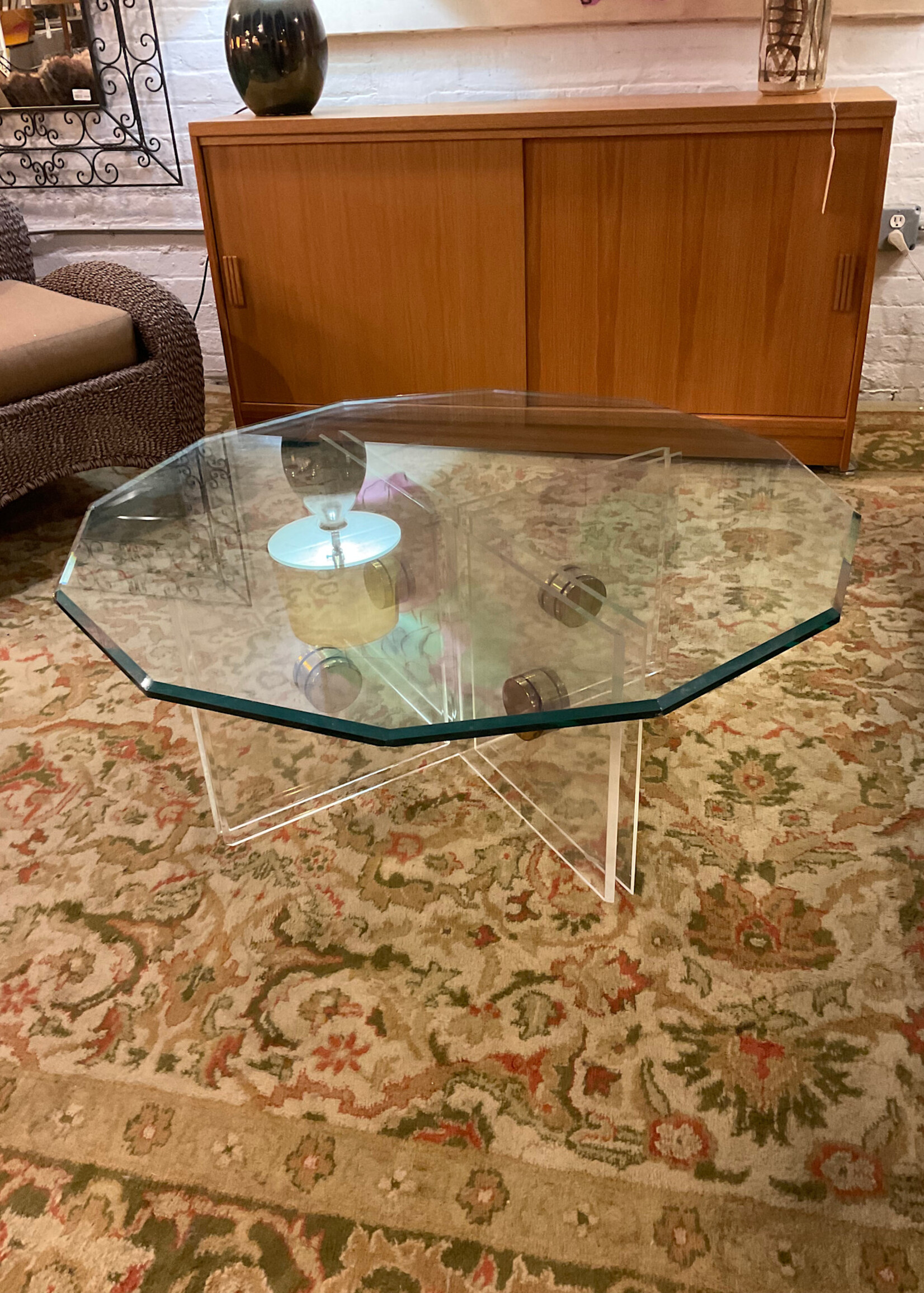 GOODWOOD Lucite & Glass Coffee Table