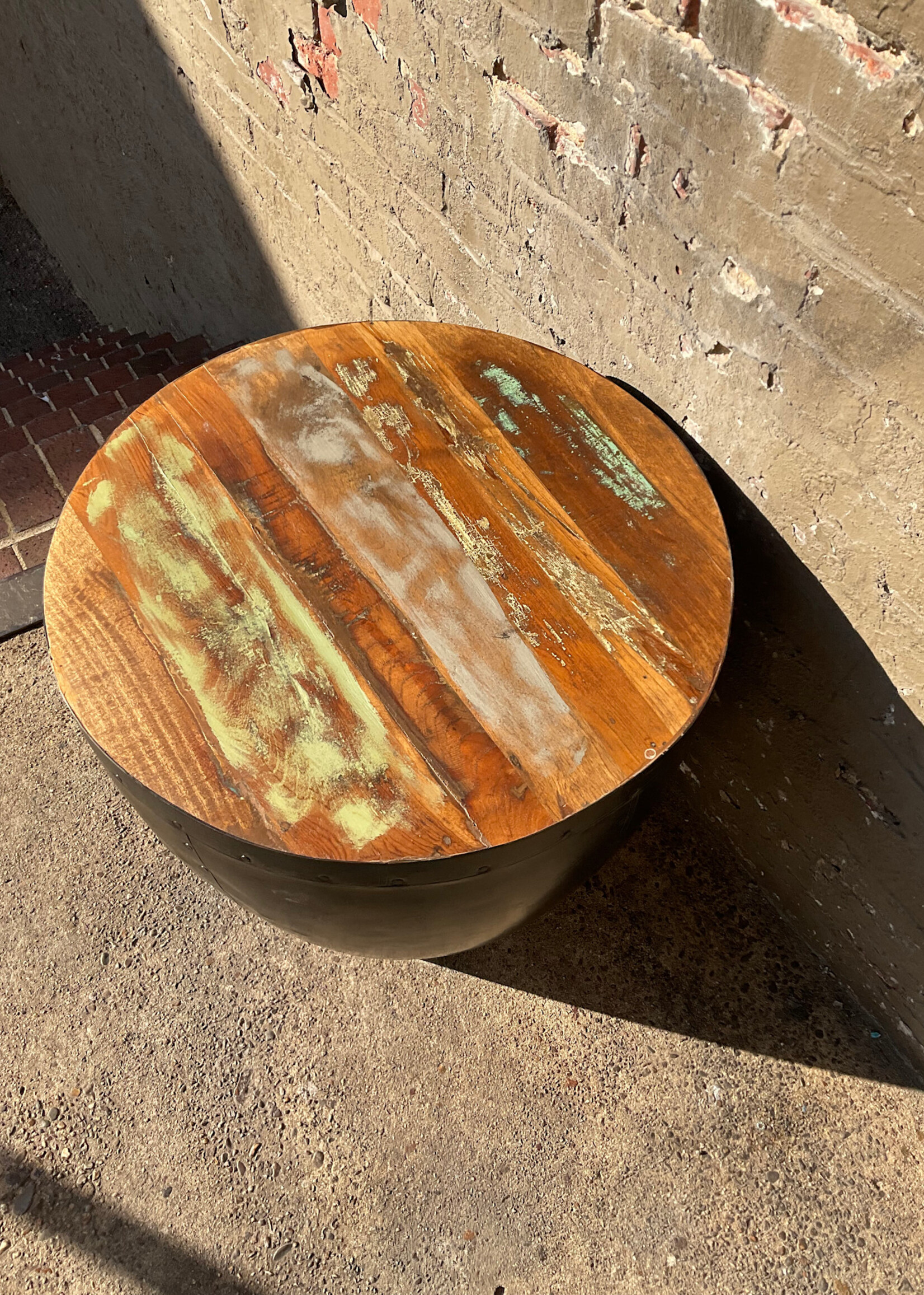 GOODWOOD Rustic Metal & Wood Side Table