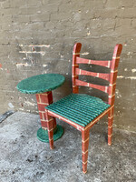 GOODWOOD Custom Painted Chair & Side Table