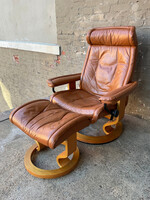GOODWOOD MCM Camel Leather Recliner & Ottoman