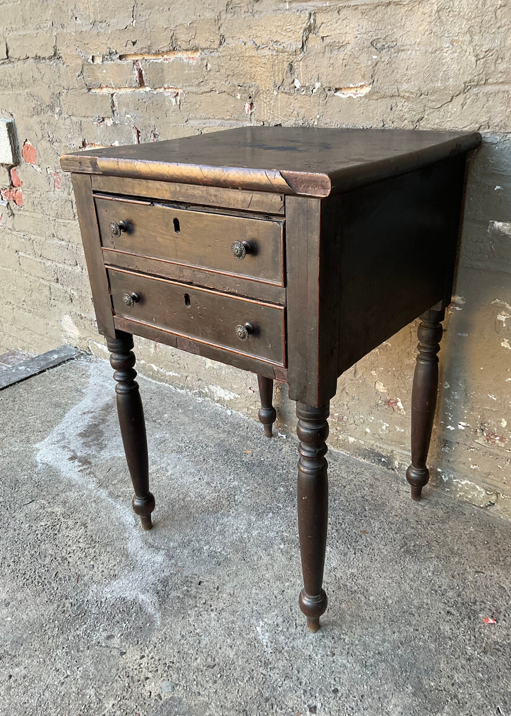 GOODWOOD Antique Federal Two Drawer Side Table