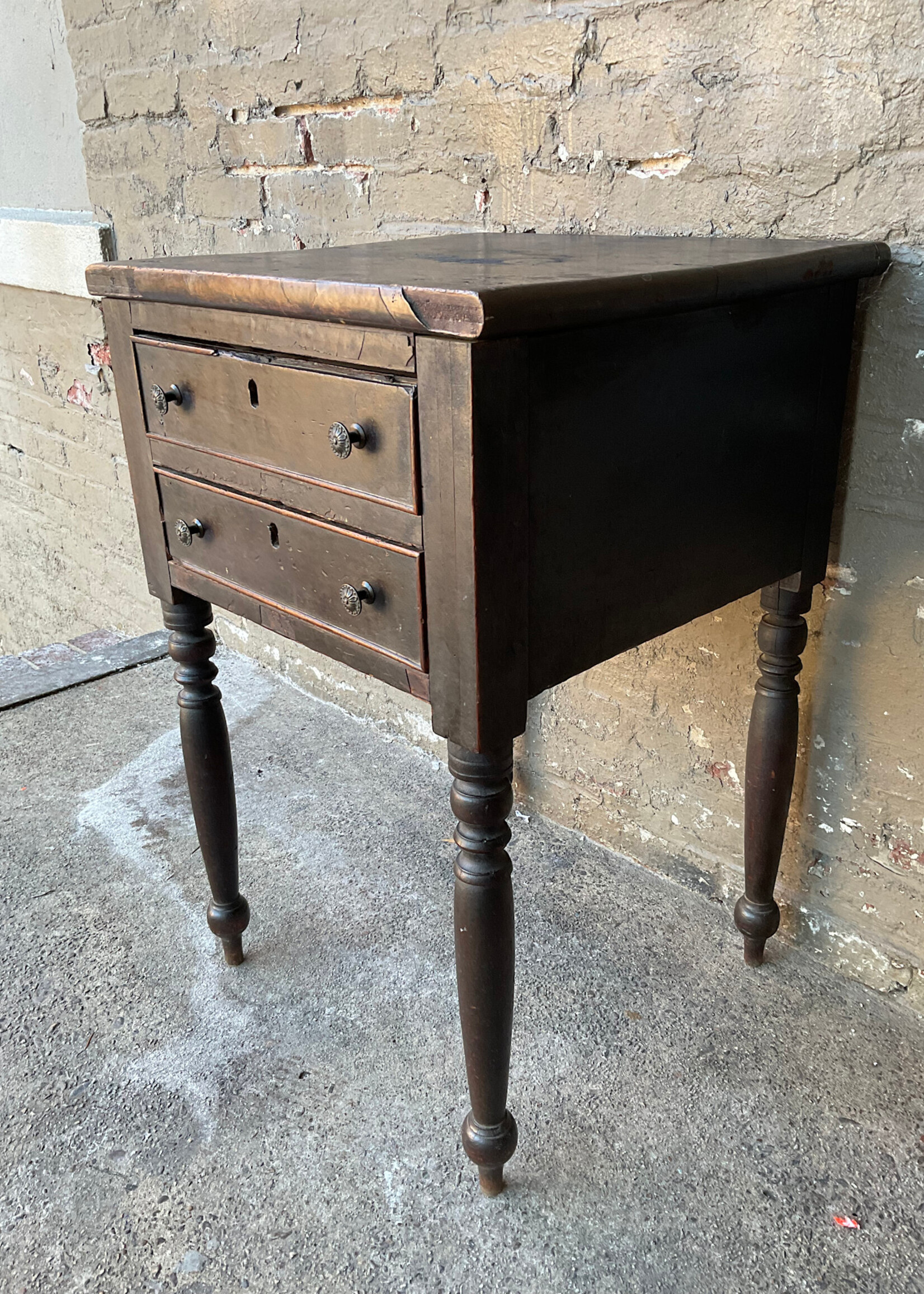 GOODWOOD Antique Federal Two Drawer Side Table