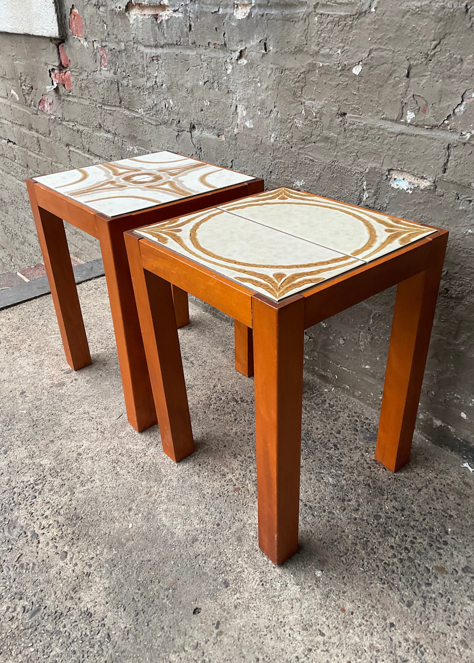 GOODWOOD Pair of Danish Modern Tile Top Tables