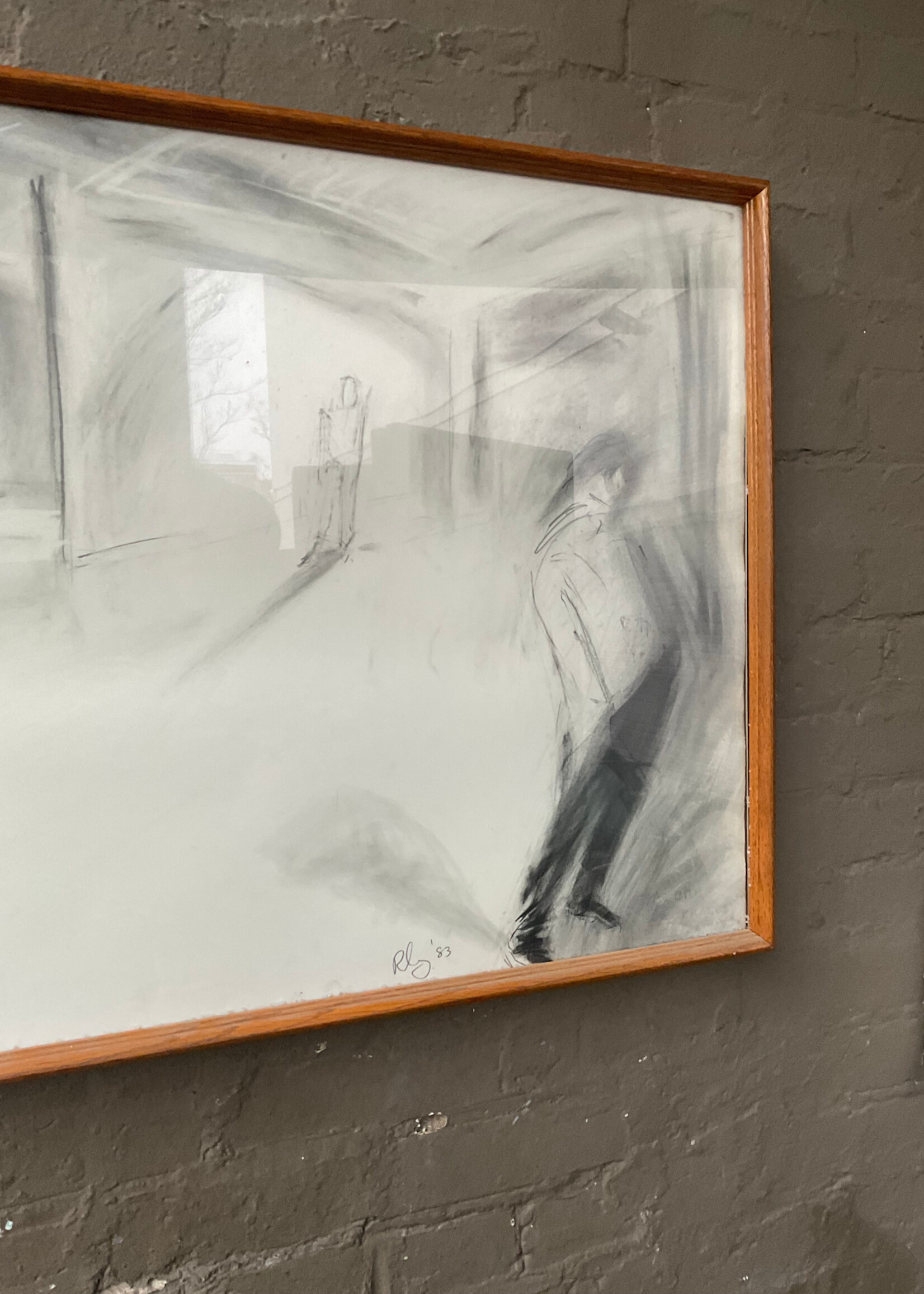 GOODWOOD Charcoal Figural Drawing, Signed, 1983