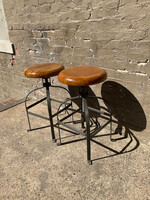 GOODWOOD Pair of Industrial Style Adjustable Stools