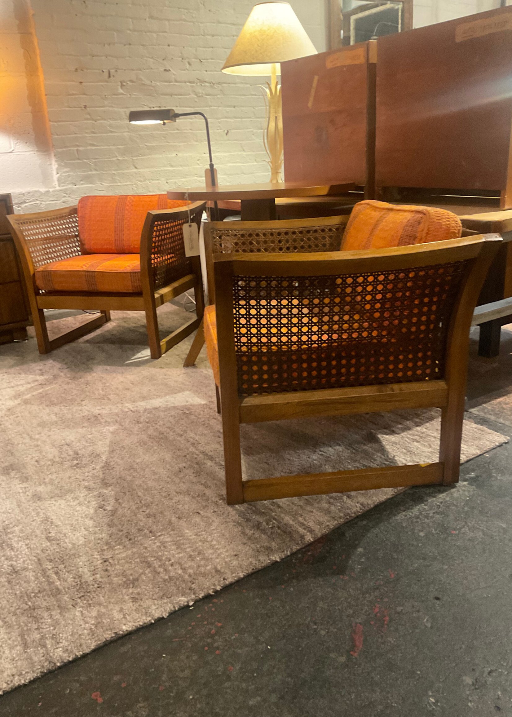 GOODWOOD Pair of Vintage Caned Lounge Chairs