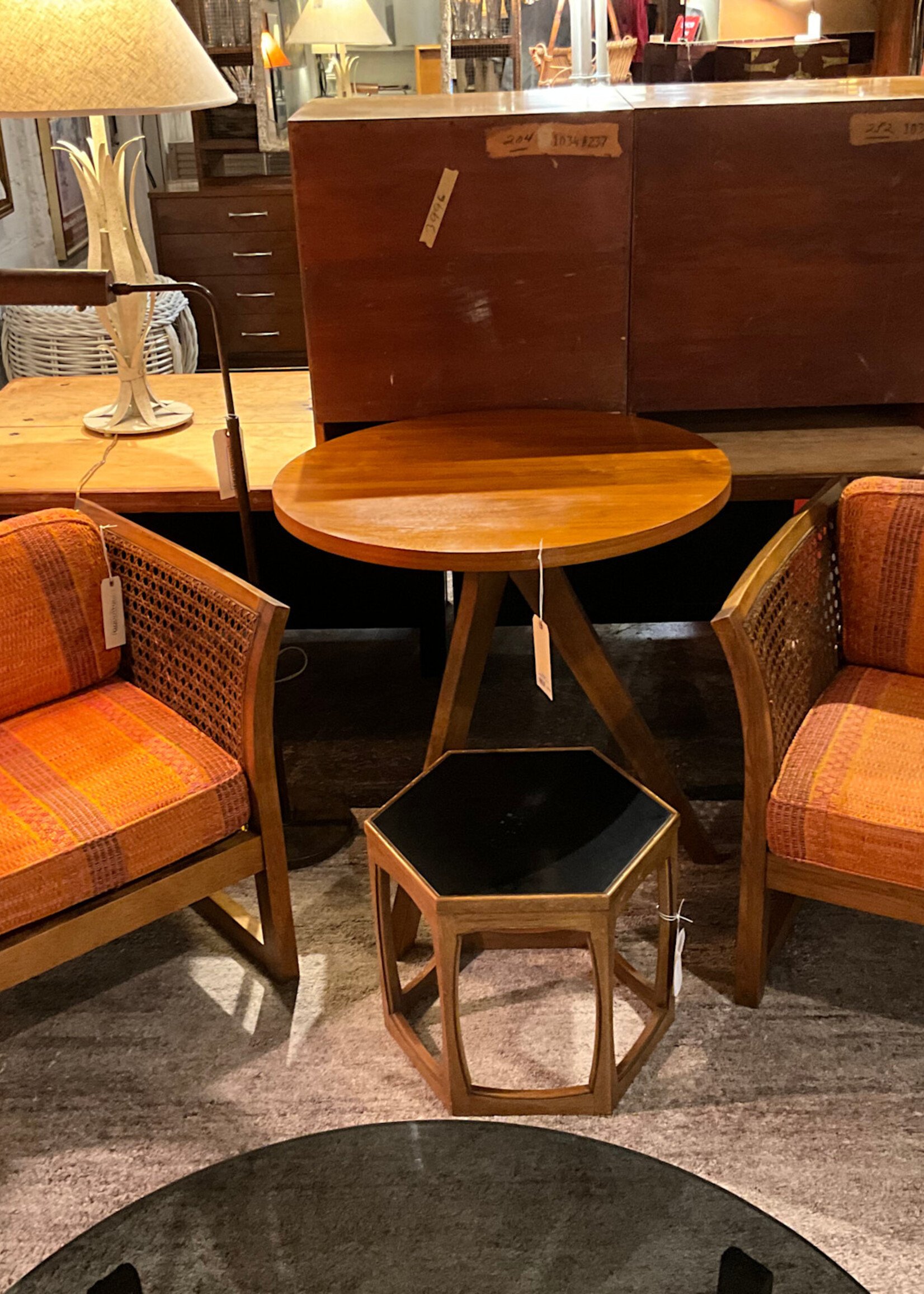 GOODWOOD Pair of Vintage Caned Lounge Chairs