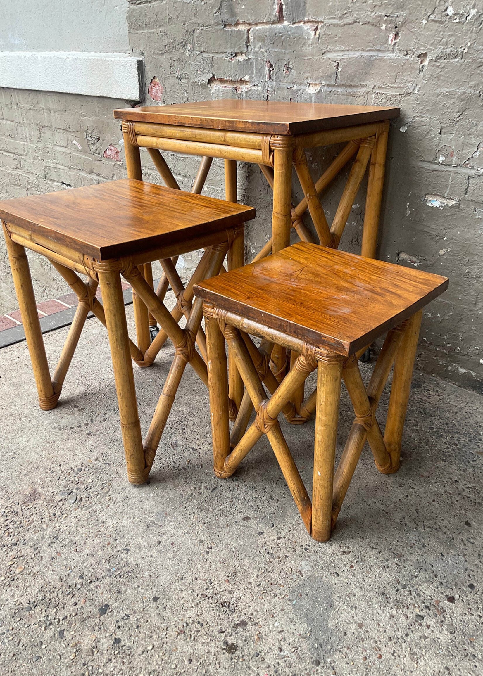 GOODWOOD Set of 3 MCM Bamboo Nesting Tables