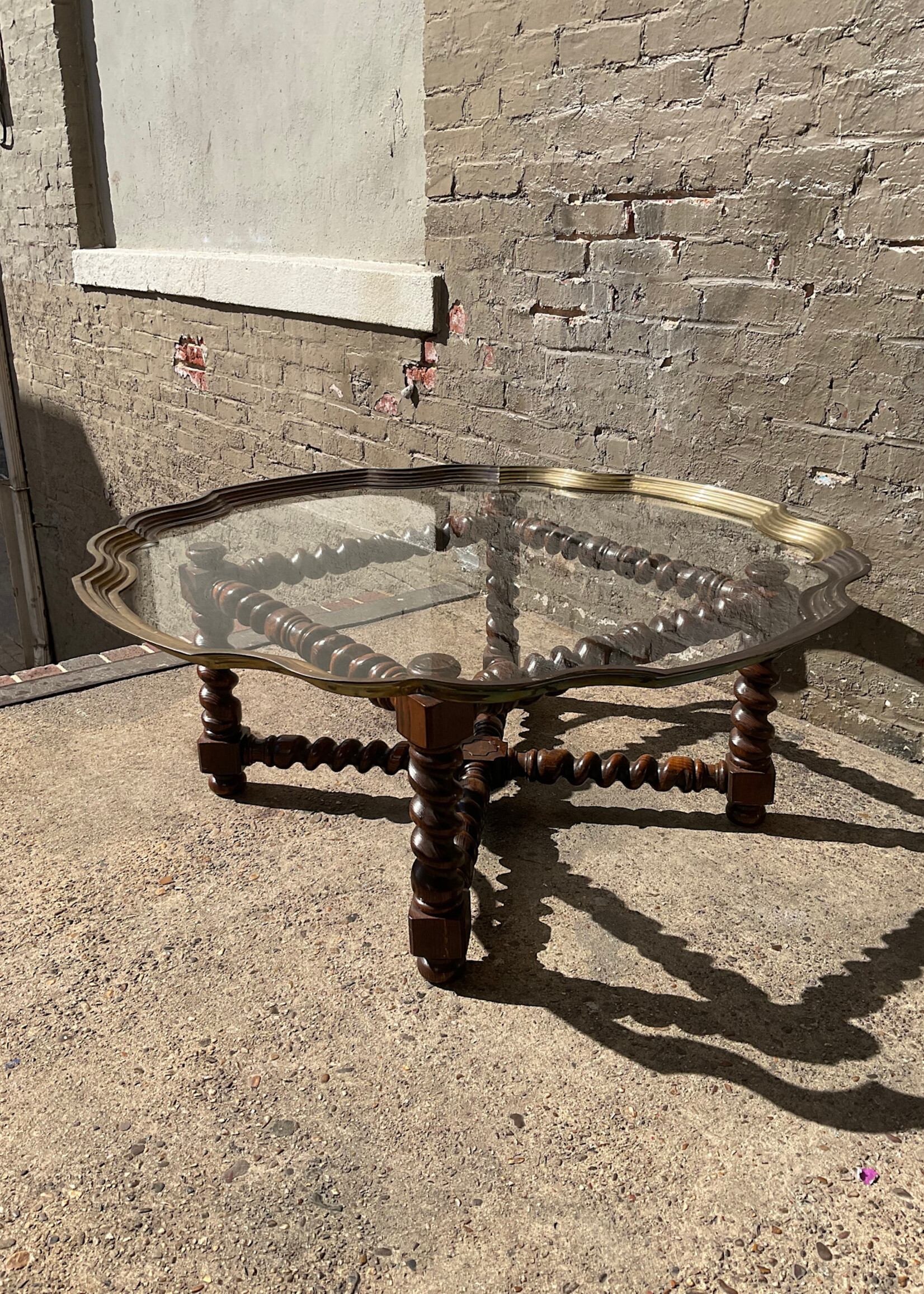 GOODWOOD Vintage Barley Twist Brass & Glass Coffee Table