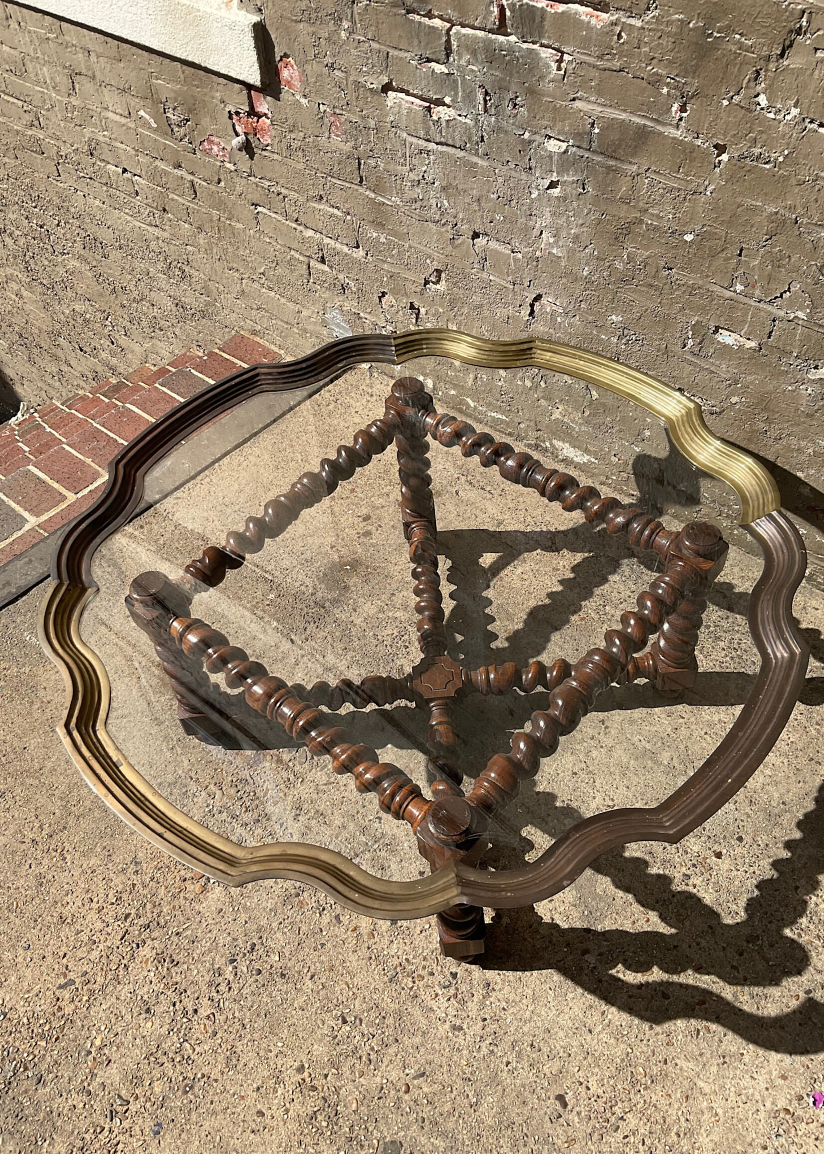 GOODWOOD Vintage Barley Twist Brass & Glass Coffee Table