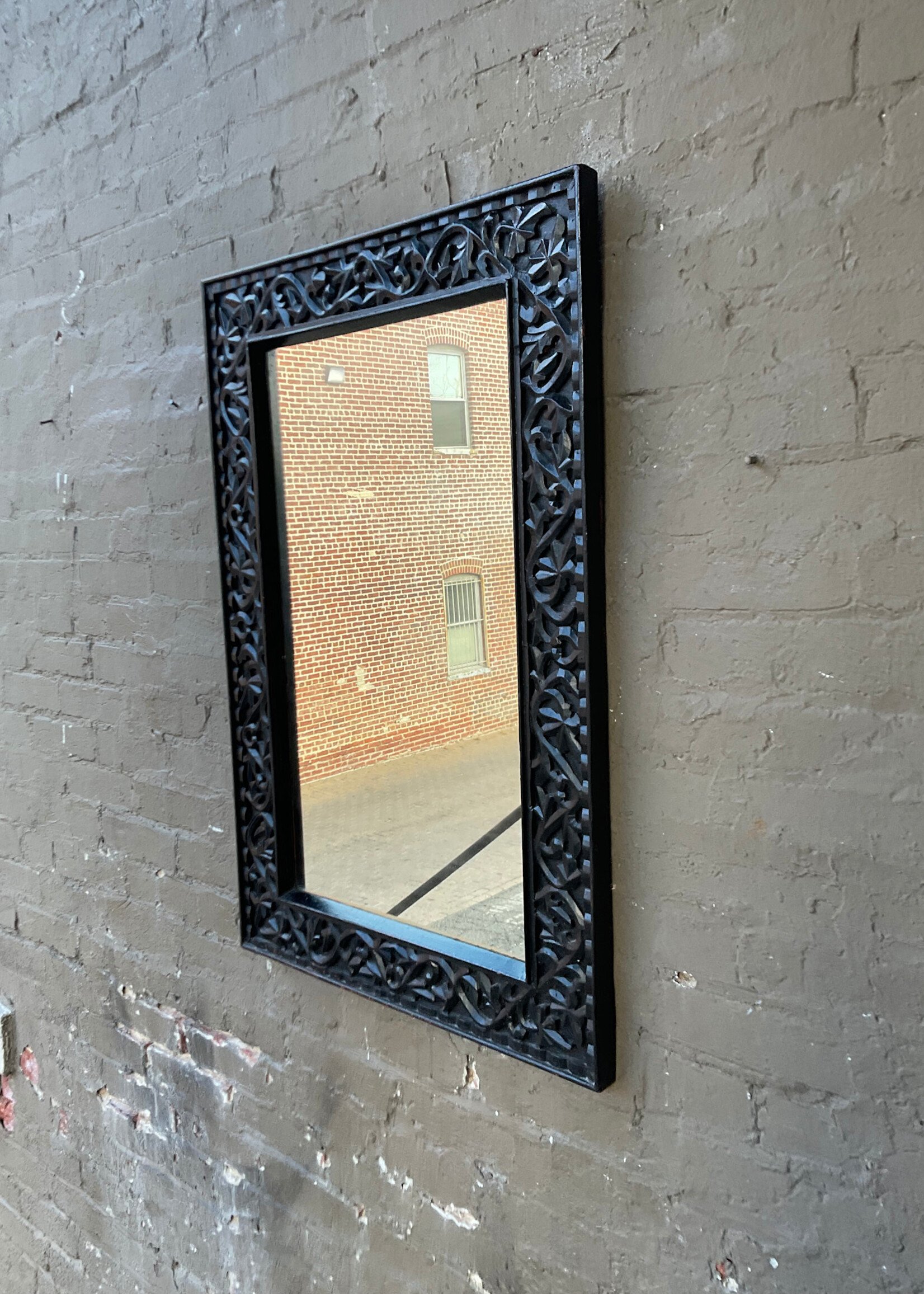 GOODWOOD Carved Wood Mirror, Glass Cloudy