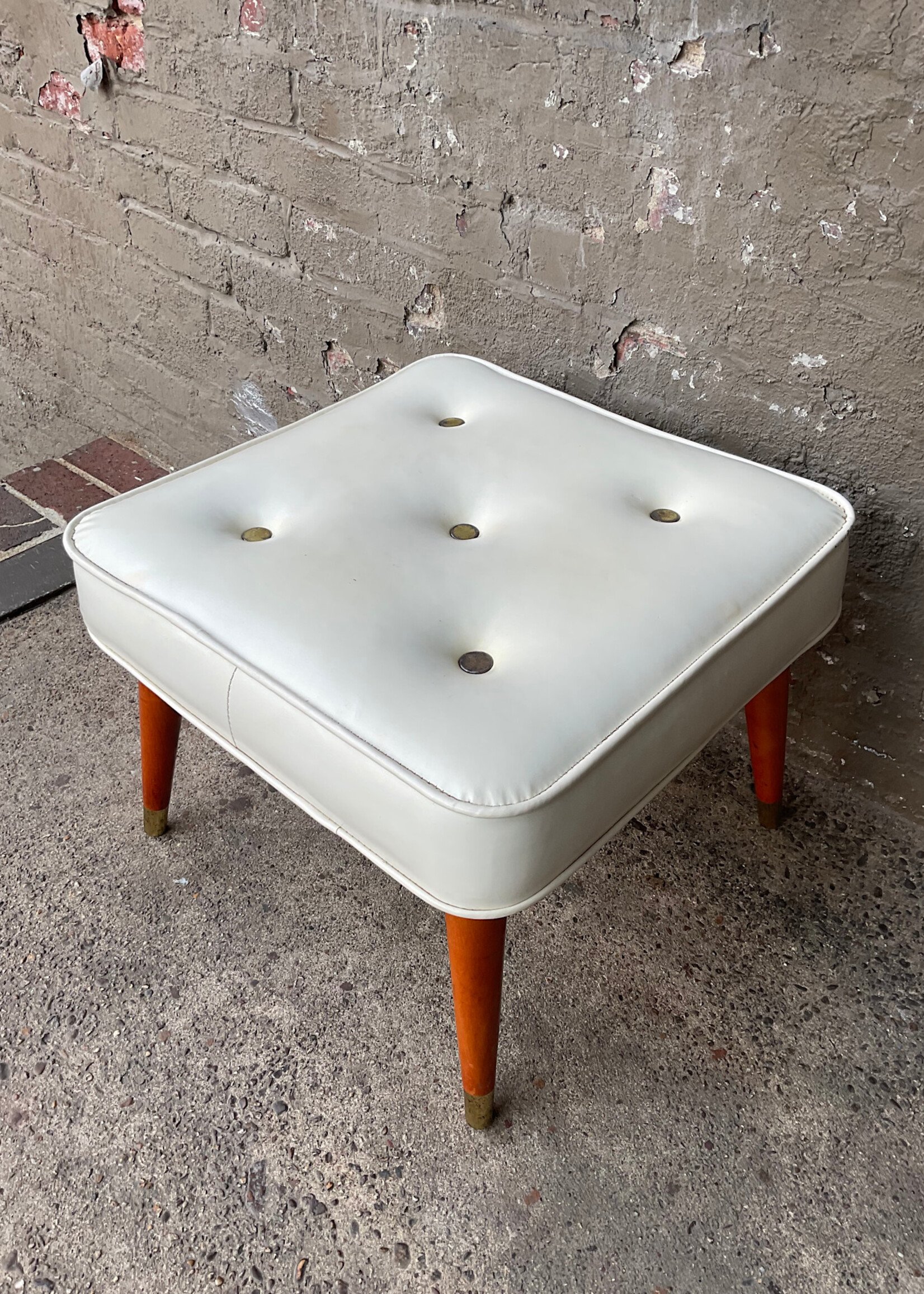 GOODWOOD Vintage Peg Leg Vinyl Footstool